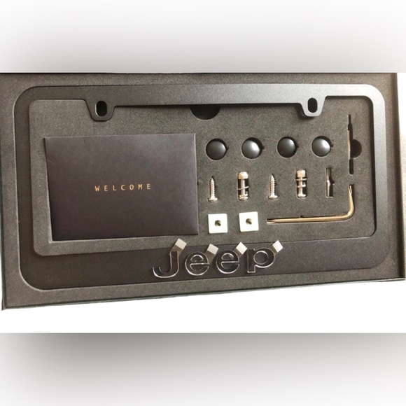 Jeep License Plate Cover Matte Black Metal NIB Hardware Included 12X6.5 Standard - Picture 1 of 4